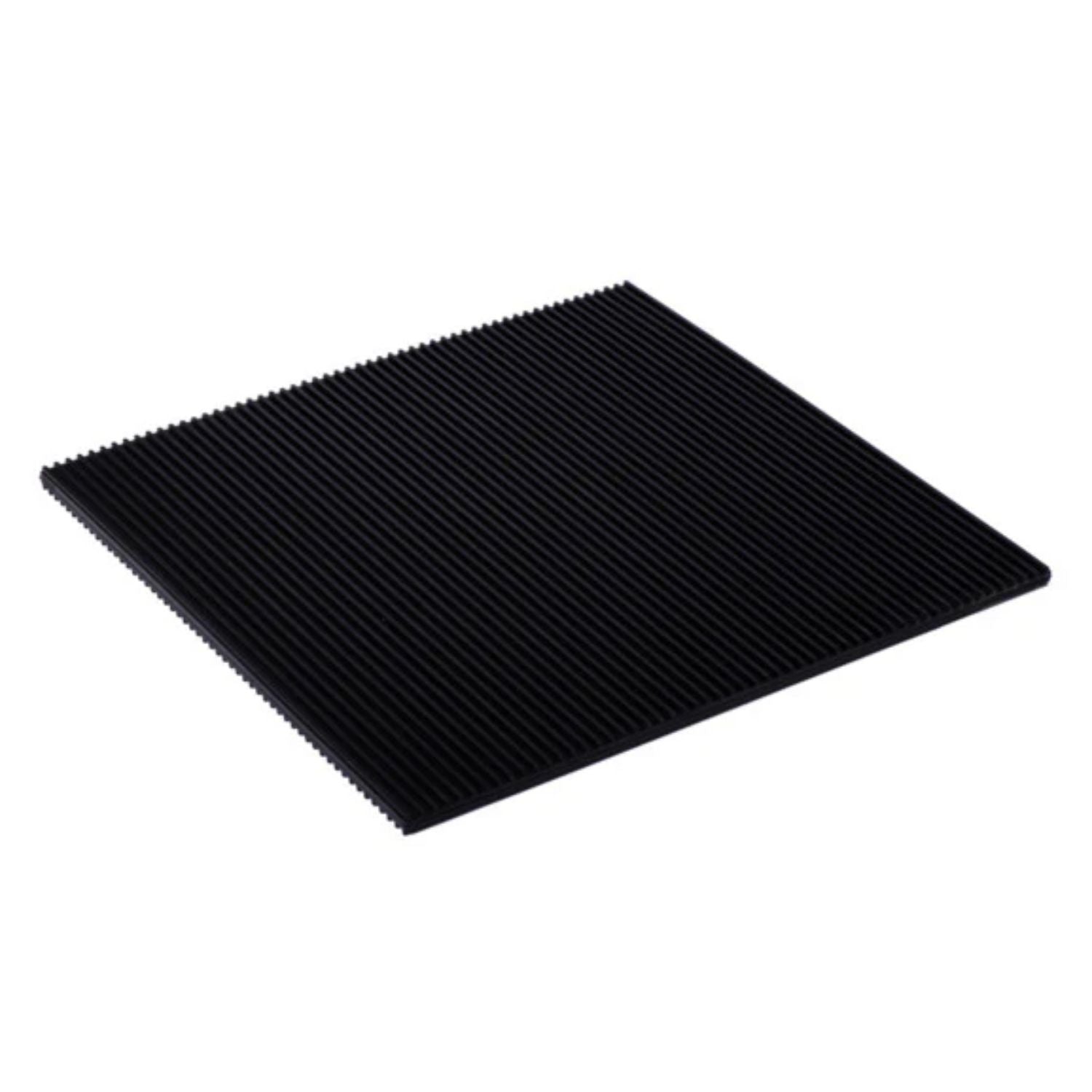 Symmetrical perspective studio shot of Acrefine cross-ribbed anti vibration solid rubber pad for machinery isolation.