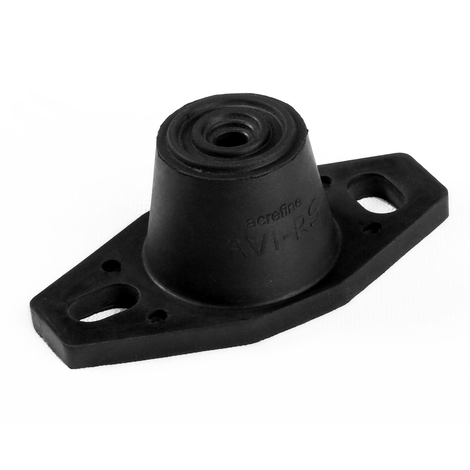 Acrefine elastomer equipment mount showing the central internal threaded insert for bolt fastening.