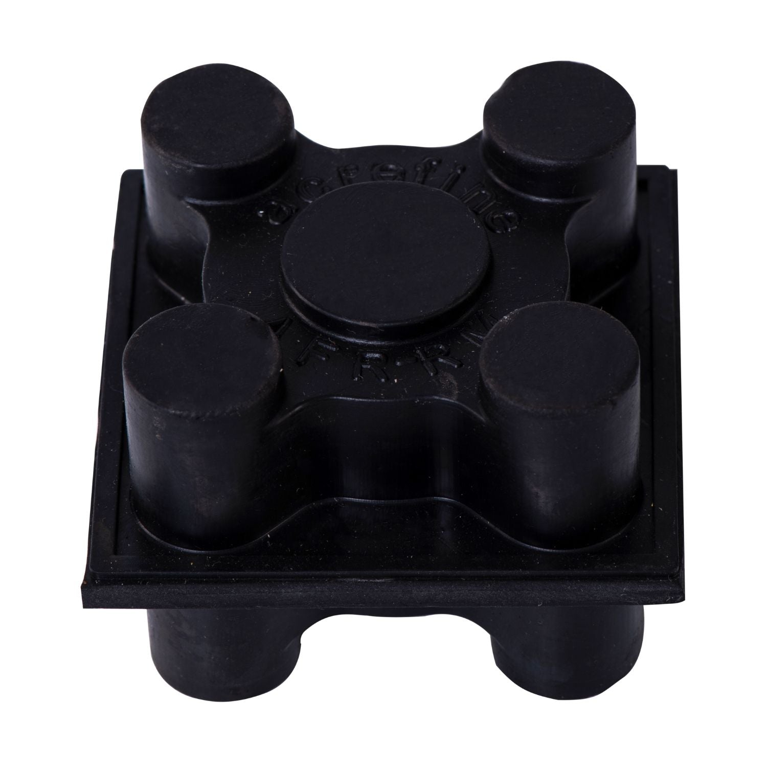 Top down view of Acrefine elastomeric floor mount showing the square base geometry and central load point.