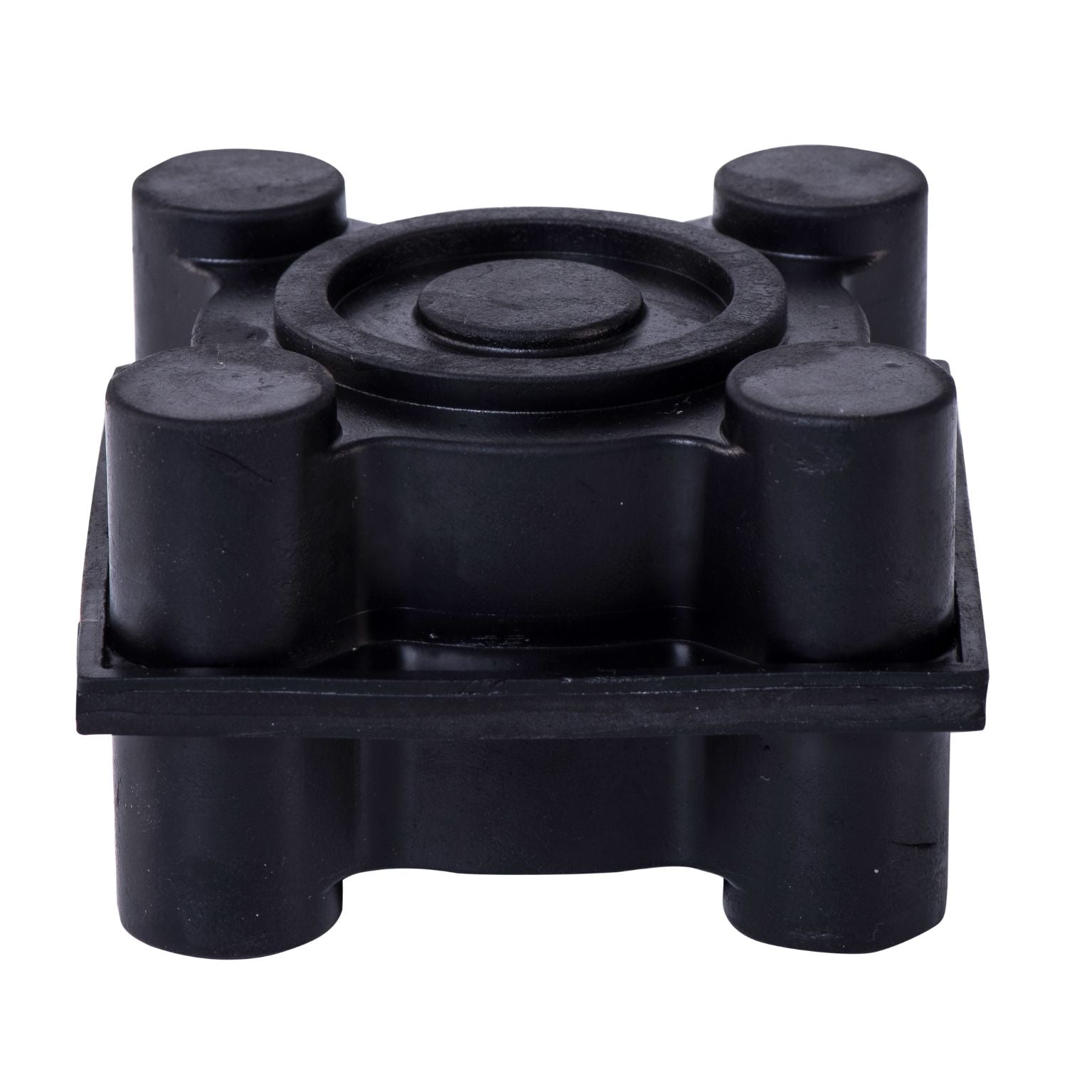 Symmetrical front-facing view of Acrefine floating floor mount showing the durable rubber pillars on both sides.