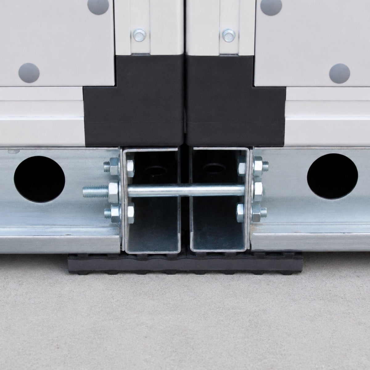 Acrefine modular anti-vibration pads under the base frame of an air handling unit.