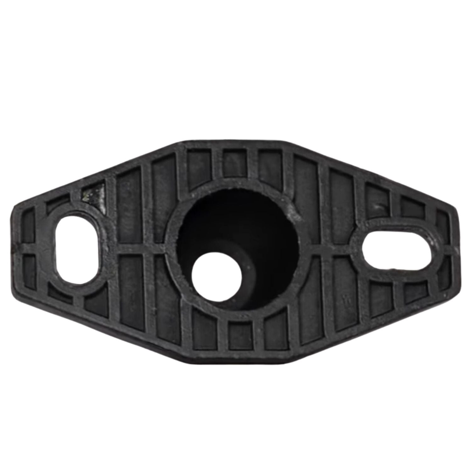 Underside view of Acrefine rubber isolator illustrating the reinforced structural grid pattern for even load distribution.