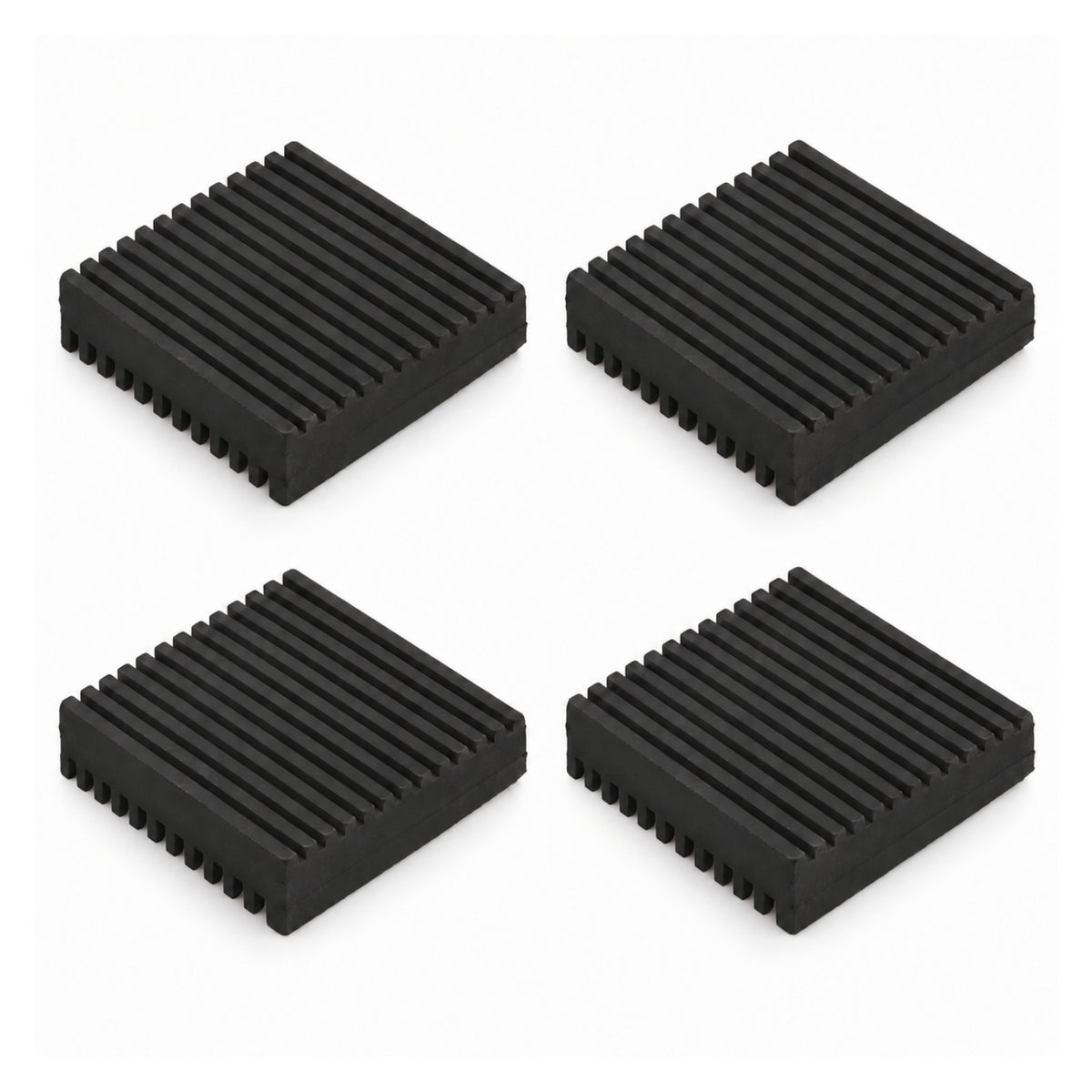 Pack of 4 Acrefine API-D double-sided ribbed rubber anti vibration pads, 150 × 150 mm, with ribs crossing at 90° on top and bottom faces