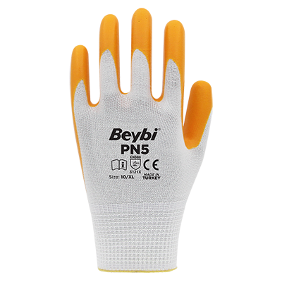 Beybi Polyester Knitted Nitrile Gloves Pn5 Yellow