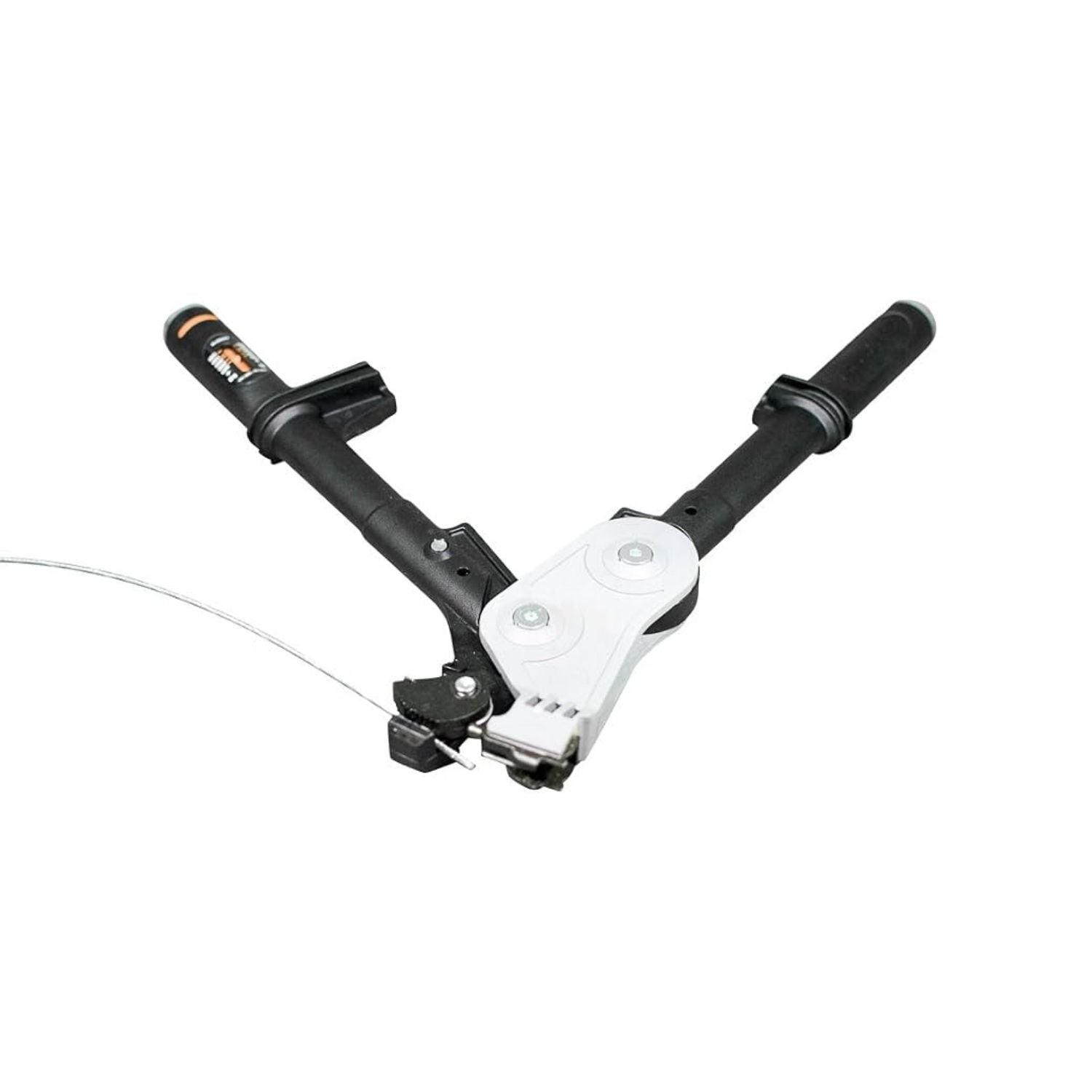 Close-up demonstration of the Gripple tool applying tension to a wire catenary cable system during an installation.