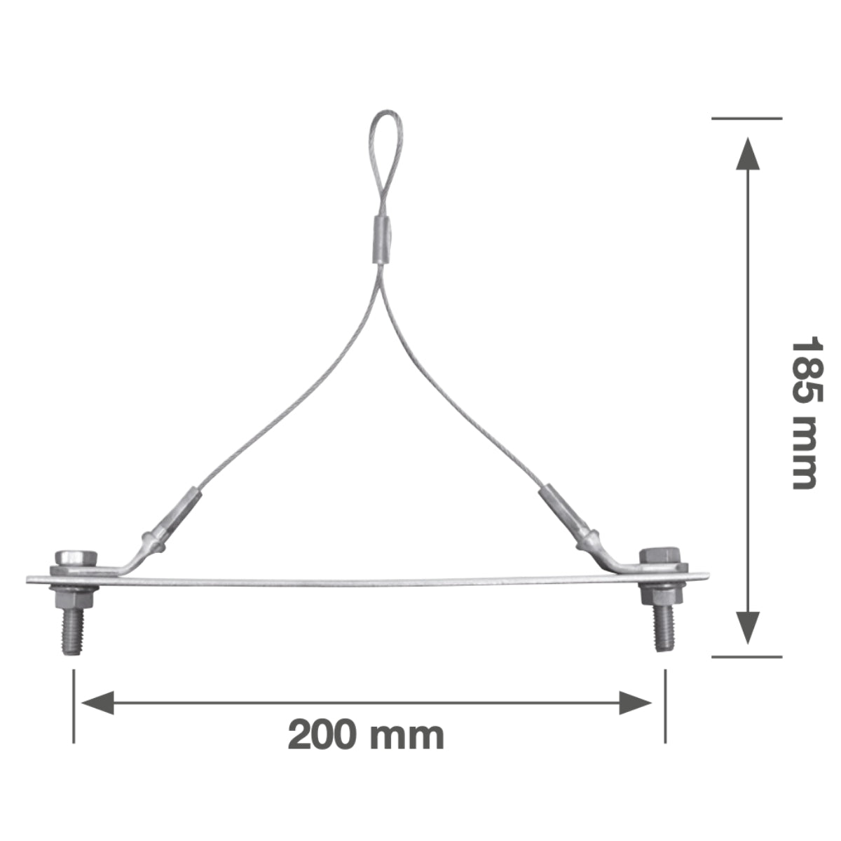Dimensioned drawing of the Y-Pipe accessory, 200 mm wide and 185 mm high.
